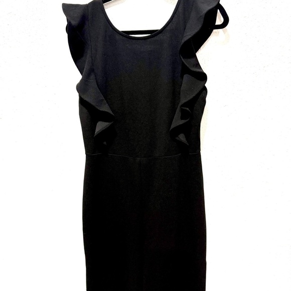 Lulu's Feel Your Love Black Ruffled Wide-Leg Jumpsuit L - Picture 10 of 11